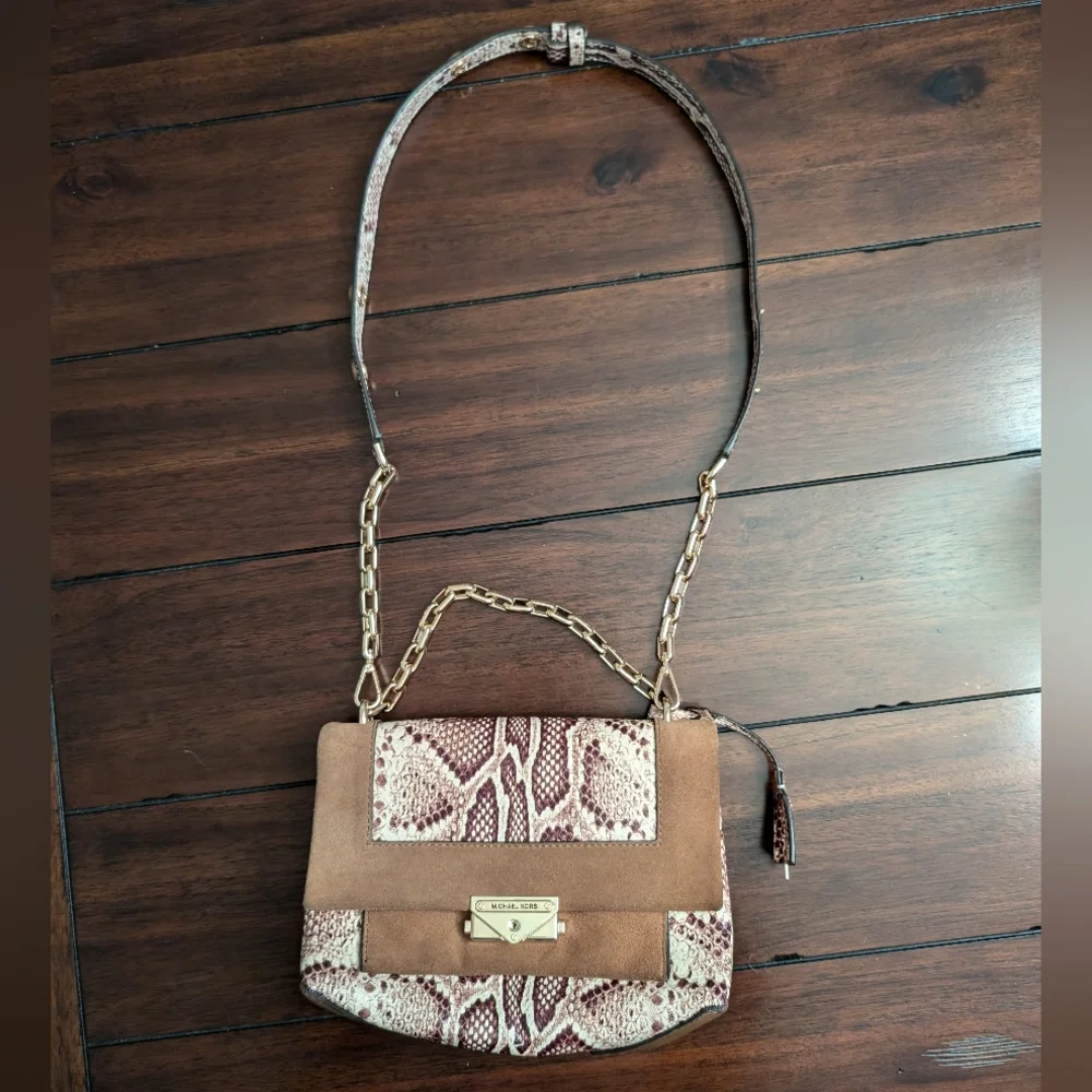 Michael Kors Cece Snakeskin Print Medium Shoulder Bag - Picture 2 of 13